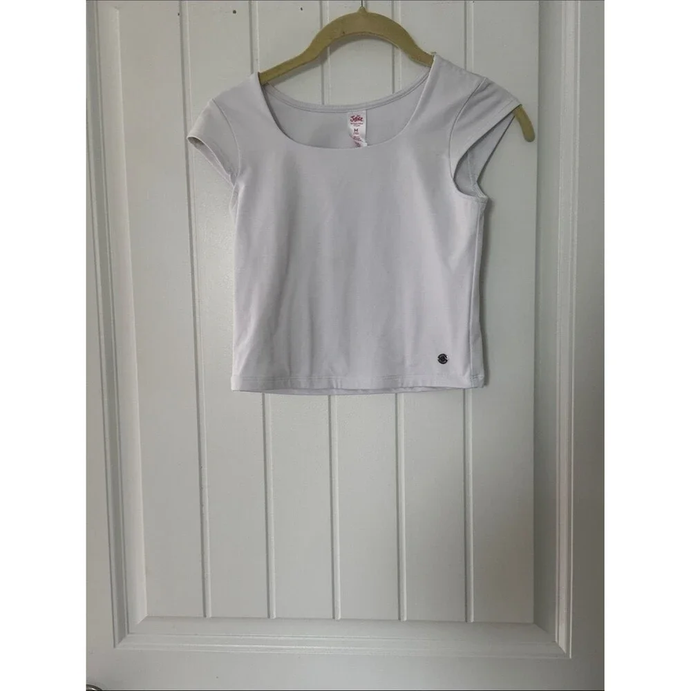 Justice White Scoop Neck Cap Sleeve Tee